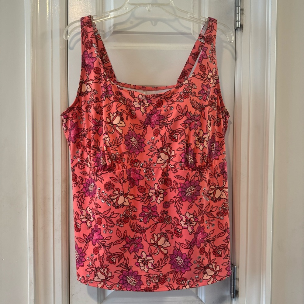 Lands End floral tankini underwire top, square neckline, size 22W